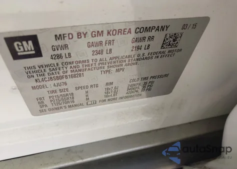 2015 Buick Encore Convenience из США, поврежденный, VIN KL4CJBSB0FB168281